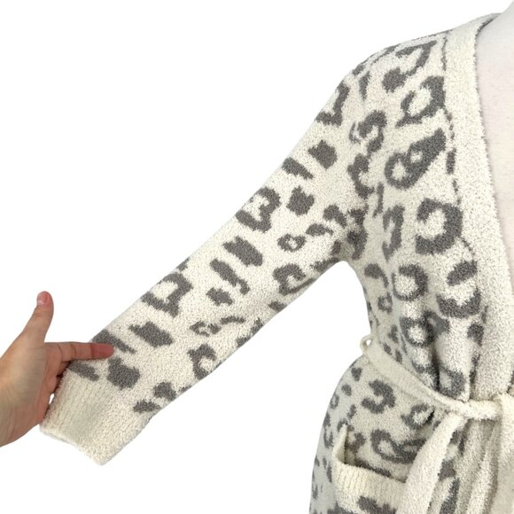 Comfyluxe Leopard Print Luxury Soft Robe Cream Ivory Gray One Size NWT - Picture 4 of 11
